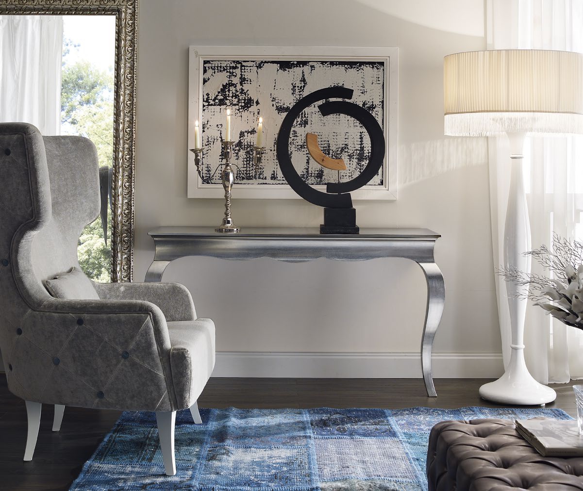 Sofa set in white lacquer, New skin, Romantic, Style Arve Luxury