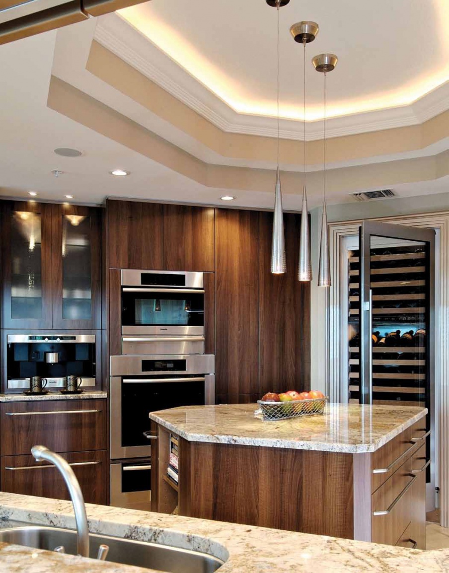 Set for the kitchen from wood veneer finish Contemporary Comp. 9, Neff