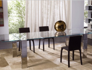 Sliding dining table with glass top 030 Lord, Longhi