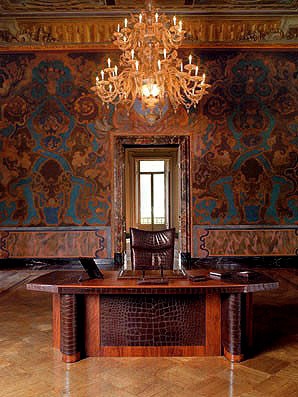 Desk leather trimmed Planet Scrivania, Mascheroni