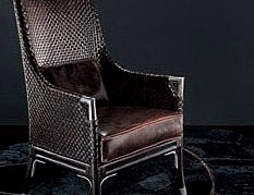 Chair in leather upholstery, SMANIA