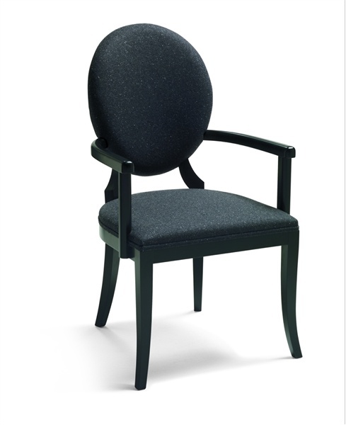 Chair with armrests on a frame of solid wood upholstered in leather or fabric Deira, Mobileffe