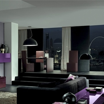 Chair with high back leather upholstered York, Mobileffe