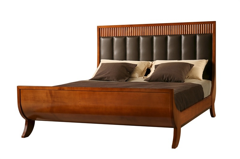 Double bed with leather headboard Biedermeier, Morelato