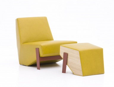 Pouf upholstered in leather or fabric Silver Lake, Moroso