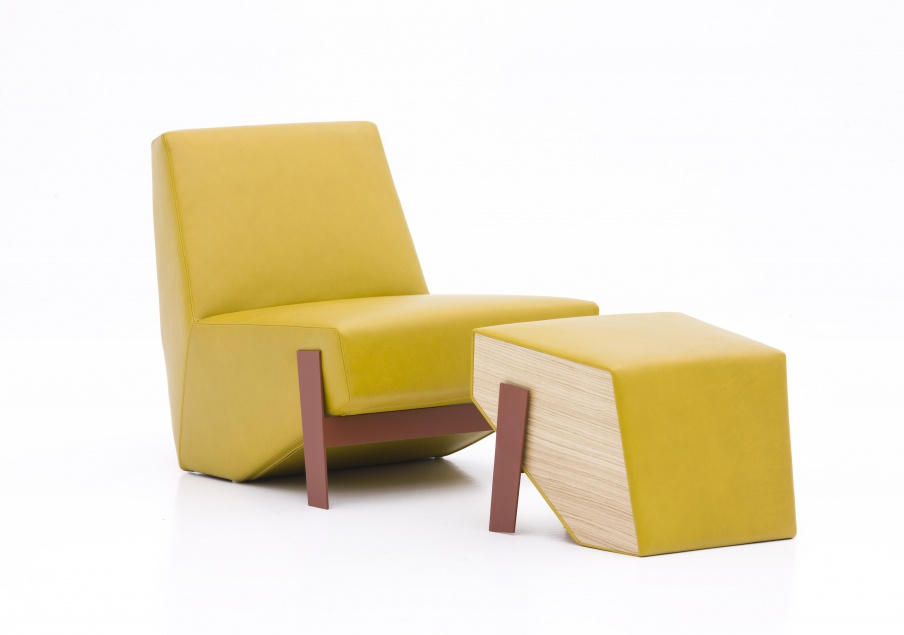 Pouf upholstered in leather or fabric Silver Lake, Moroso