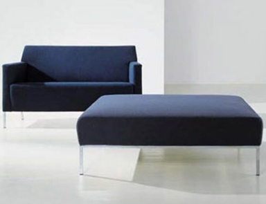 Poof on a frame of chrome-plated steel or solid oak Steel, Moroso