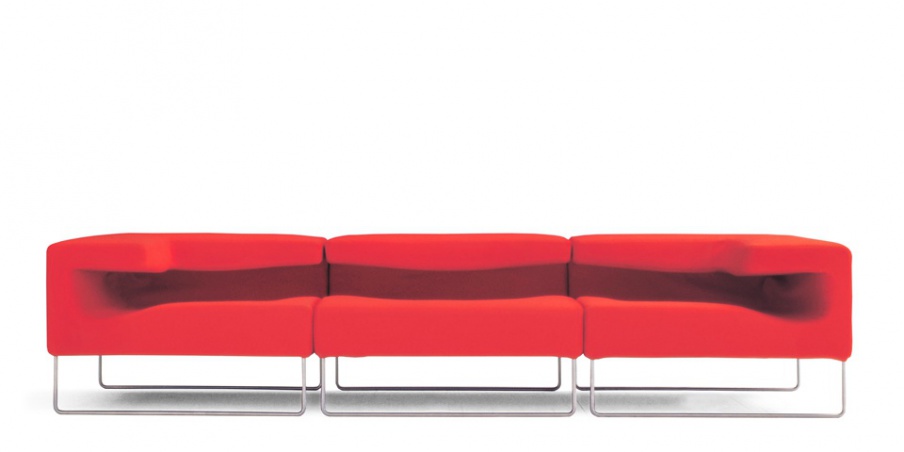 The sofa is modular based with chrome steel Lowseat, Moroso