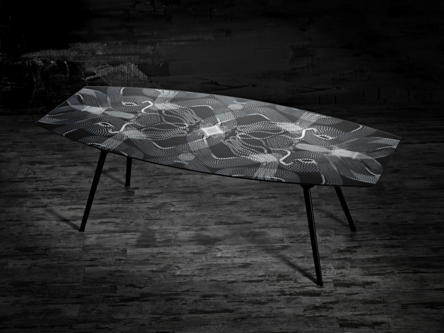 Table with glass top Pylon Chain Glam, Moroso