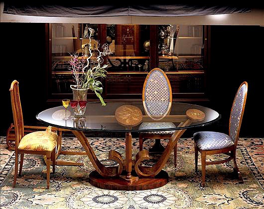 Dining table with glass top T662, Carpanelli