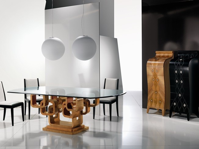 Dining table with glass top TA34, Carpanelli