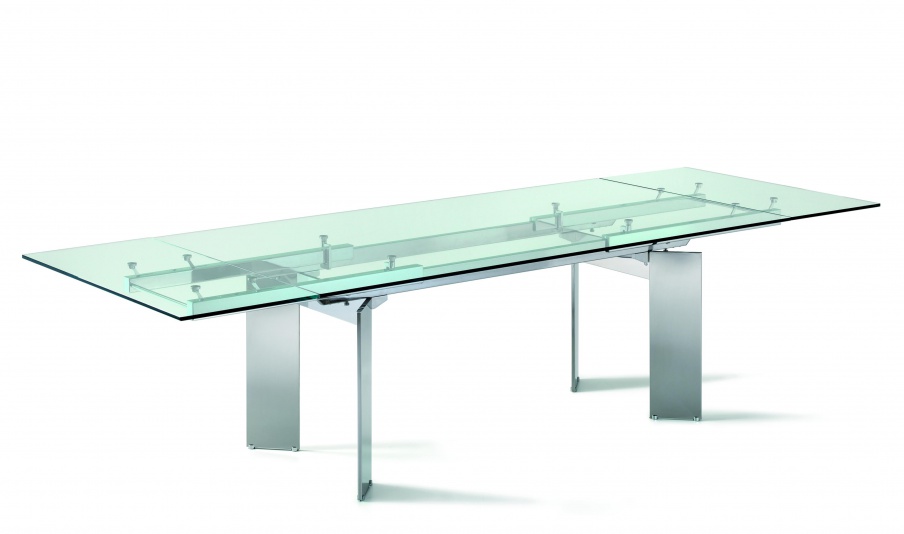Dining table sliding glass and steel Elan, Cattelan Italia