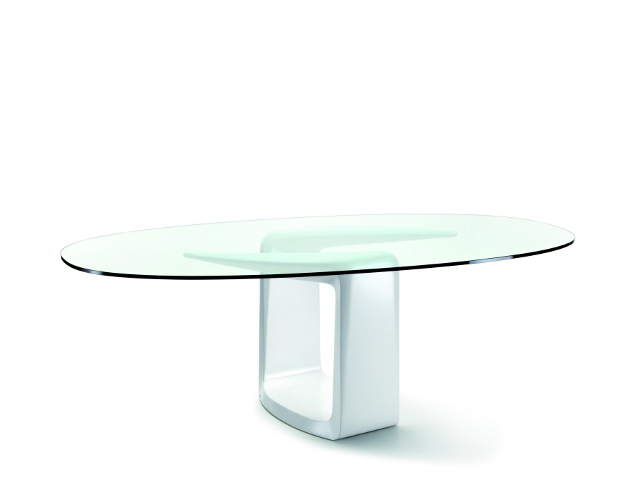 The table on the polyurethane base with glass top Ghost, Cattelan Italia