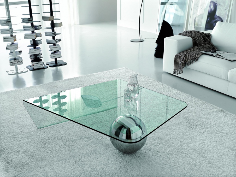 Coffee table made of glass with steel support Globe, Cattelan Italia