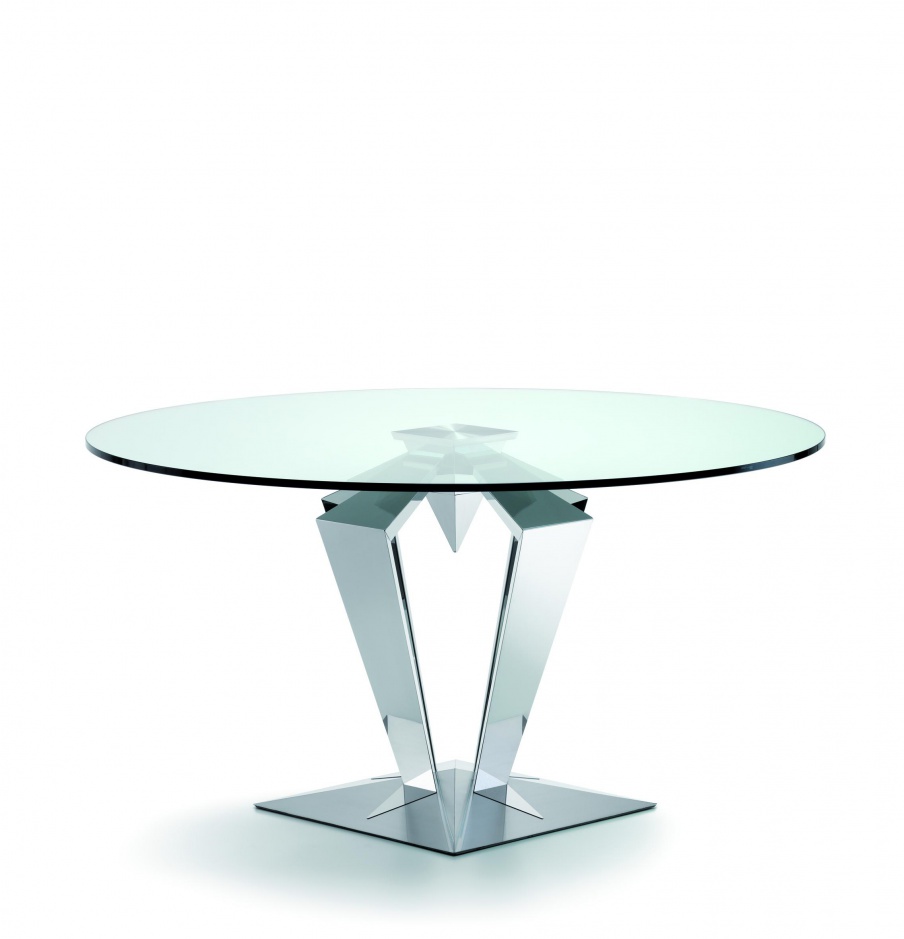 Dining table on steel base with glass top Gotham, Cattelan Italia