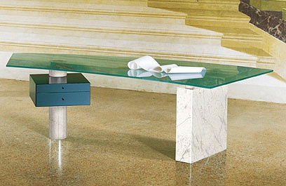 The Desk at the base of marble or wood with glass top Graphic marmo, Cattelan Italia