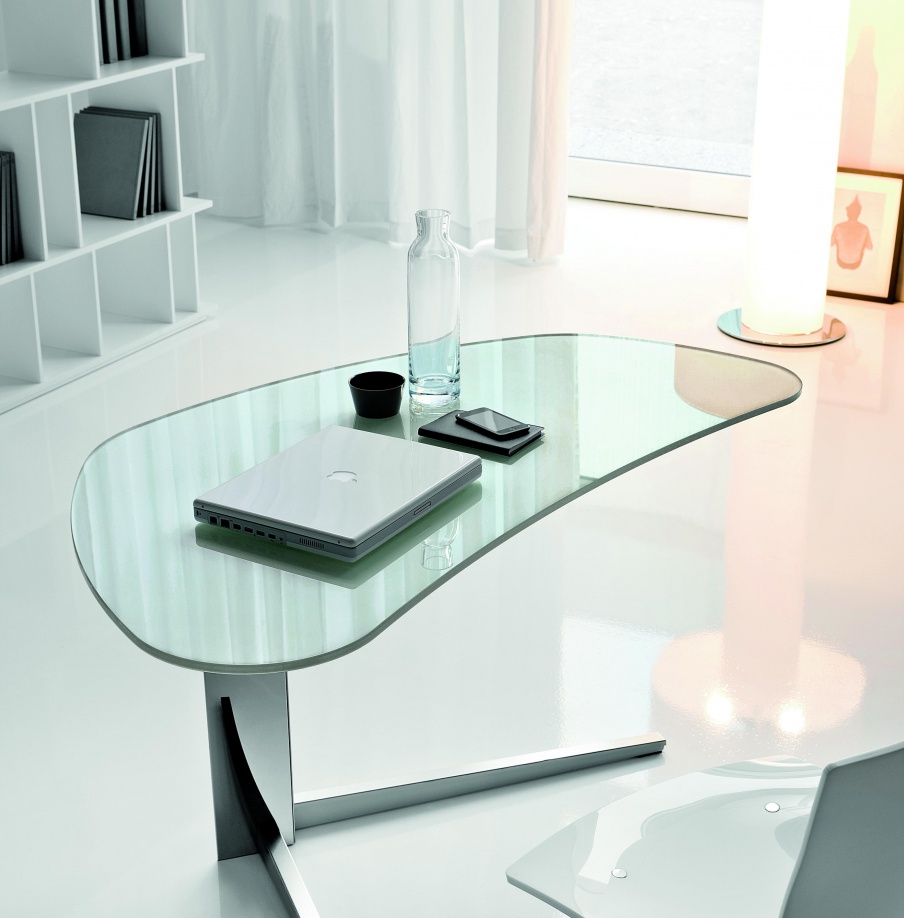 Desk on the basis of steel with the top made of glass or wood Island, Cattelan Italia