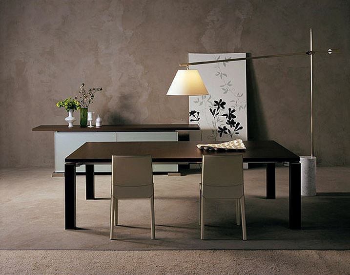 Dining table sliding on a frame of solid wenge or oak Kyoto, Cattelan Italia