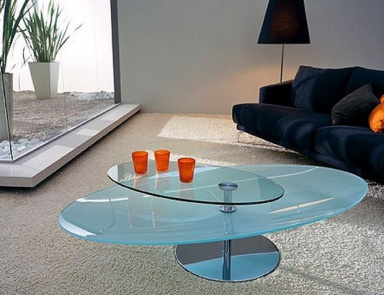 A coffee table based on steel with glass top Lagoon, Cattelan Italia