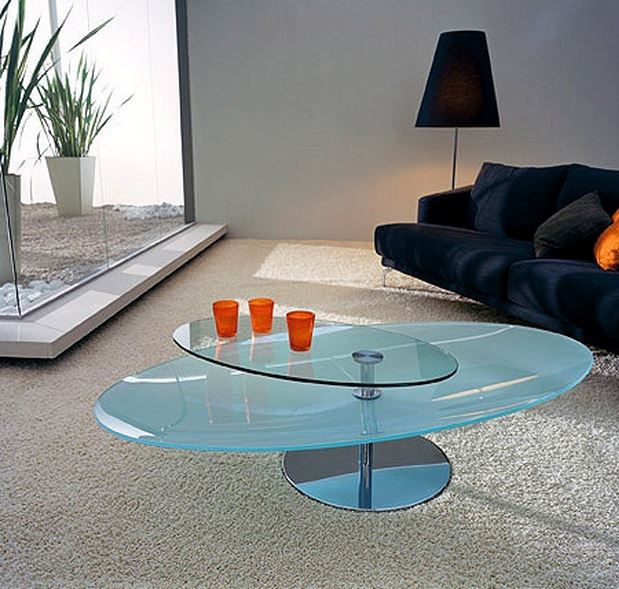 A coffee table based on steel with glass top Lagoon, Cattelan Italia