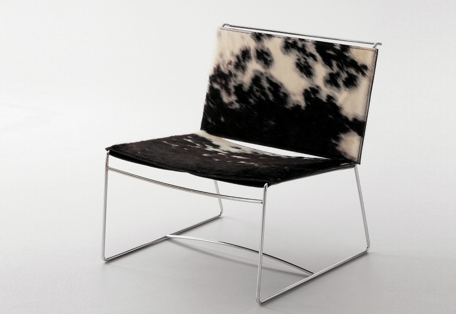 The seat on the frame of steel upholstered in leather Fil, Ligne Roset
