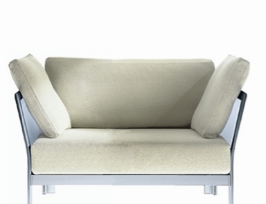 A wide seat on a metal frame, Faust armchair - Driade