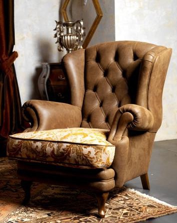 Armchair upholstered in leather Backy, Mantellassi