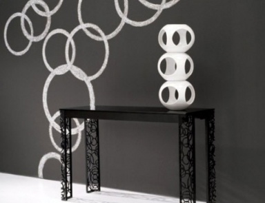 The console on a frame of steel with glass tabletop Decor, Miniforms