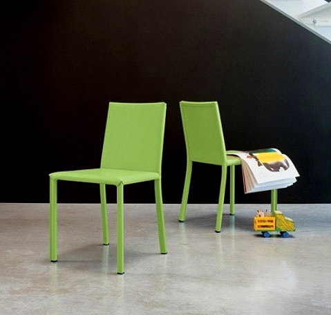 The chair with the frame made of metal leather upholstered Cubic, Miniforms