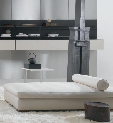 Couch upholstered in leather or Domino cloth, Natuzzi