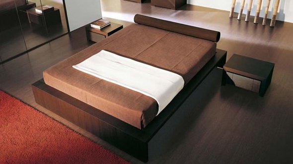 Double bed upholstered in leather or fabric Cannette', Pescarollo