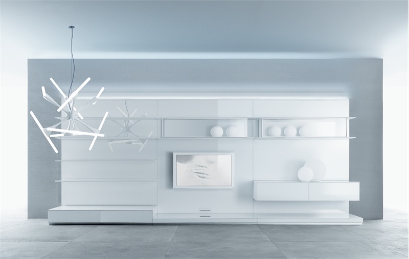 Wall with place for TV on the frame of aluminum Abacus, Rimadesio