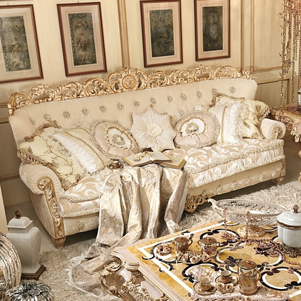 Three-seater sofa on a frame of solid wood covered with a cloth 7163, Riva Mobili d'arte