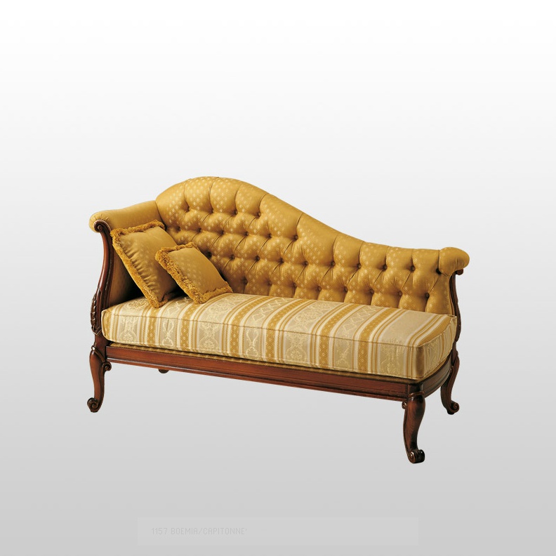 Chaise longue frame in solid wood upholstered with fabric Boemia3, Volpi