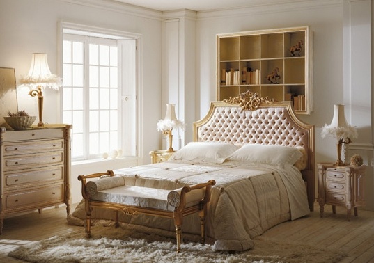 Furniture set for bedroom on a frame of solid wood covered with a cloth Romeo Volpi