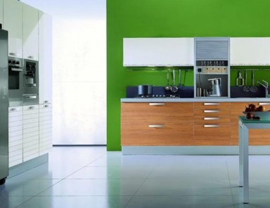 Kitchen (kitchen set) with the working surface of steel Tomassi, Laminati Аlluminia
