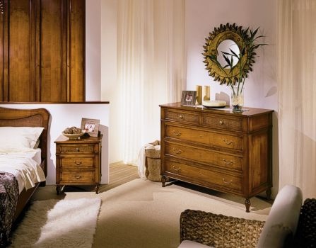 A chest of drawers made of natural wood cherry Duse, Moletta Mobili