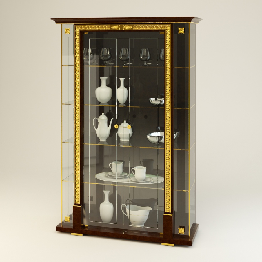 Showcase of solid wood and tempered glass Arcade Royale, Turri