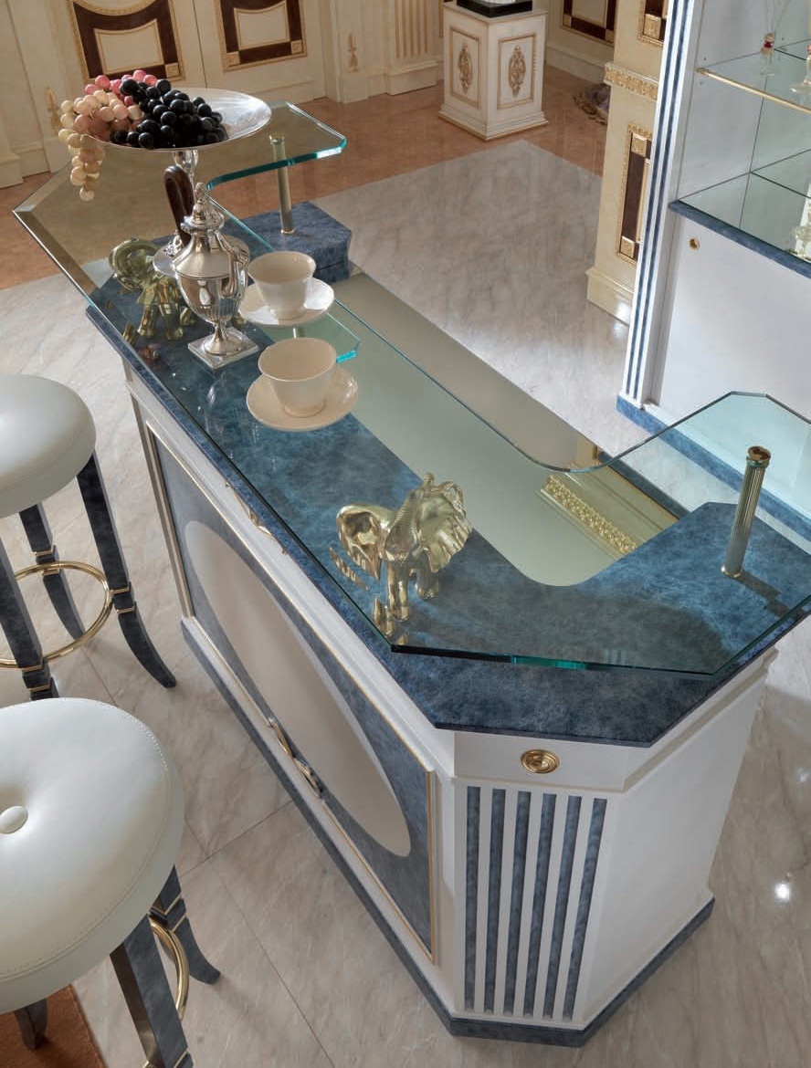 Bar counter solid wood with decor corrugation Exedra, Turri