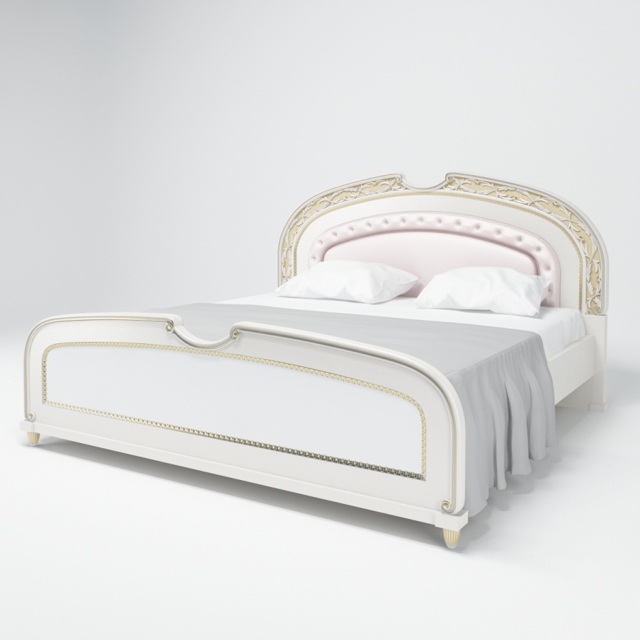 Bed double made of solid wood with a rounded headboard Hary, Turri