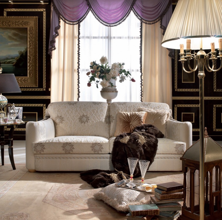 Sofa double solid wood with upholstery fabric Berry, Turri