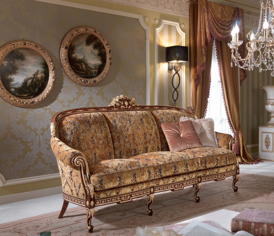 Three-seater sofa in solid wood Iago, Turri