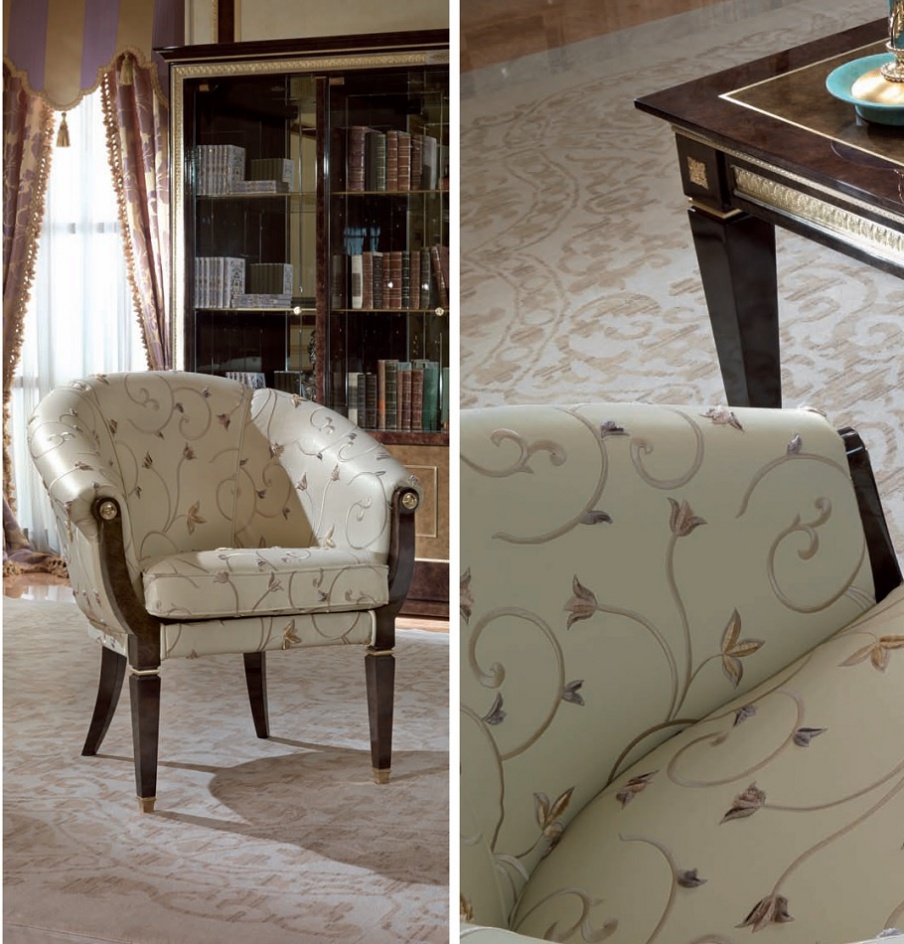 A small chair made of solid wood with upholstery fabric Royale Arcade, Turri