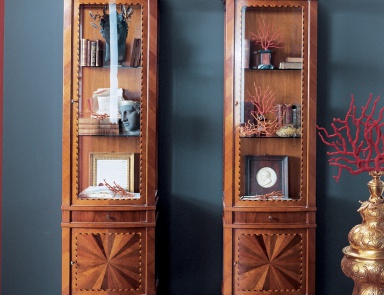 Showcase with inlaid walnut E1311, Annibale Colombo