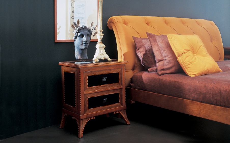 Bedside table made of cherry and inlaid walnut H1292, Annibale Colombo