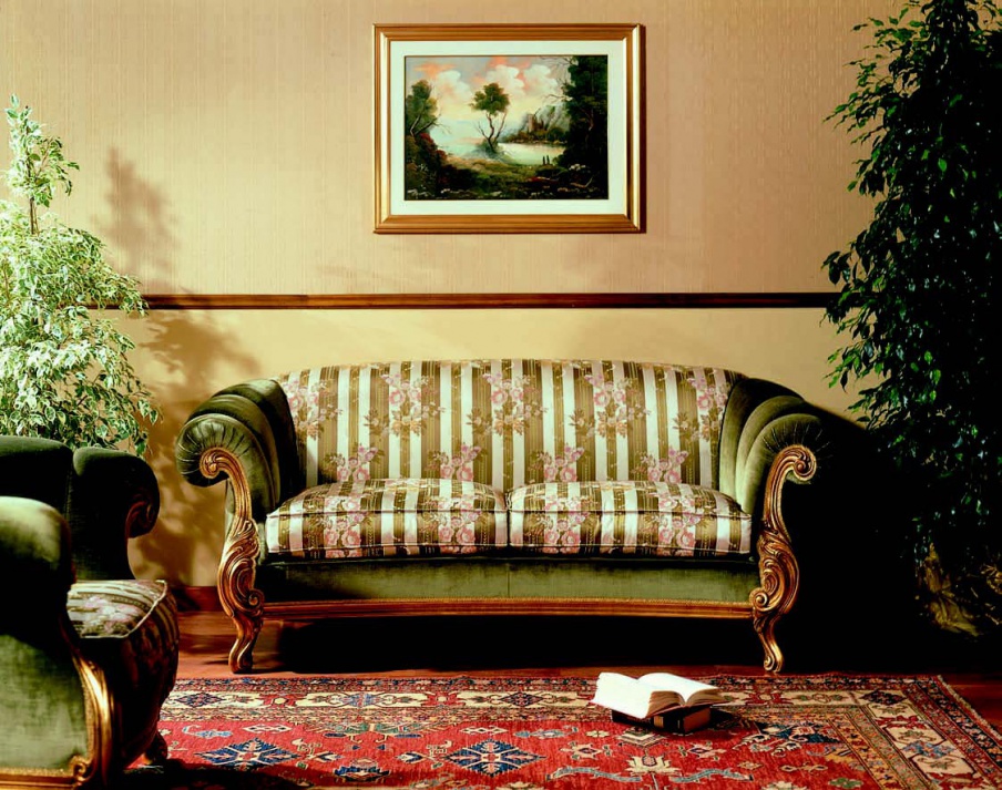 Two seater sofa with rolled armrests, Fratelli Radice