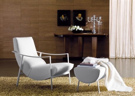 Armchair with Ottoman, upholstery leather or textile Atul&Amit, Bontempi Casa