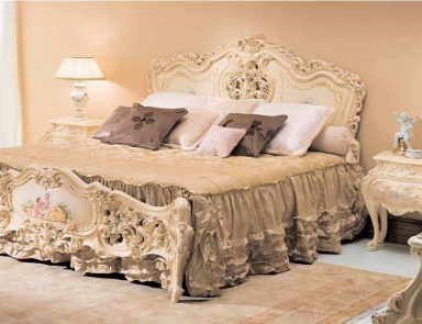 Double bed with filigree headboard, Silik