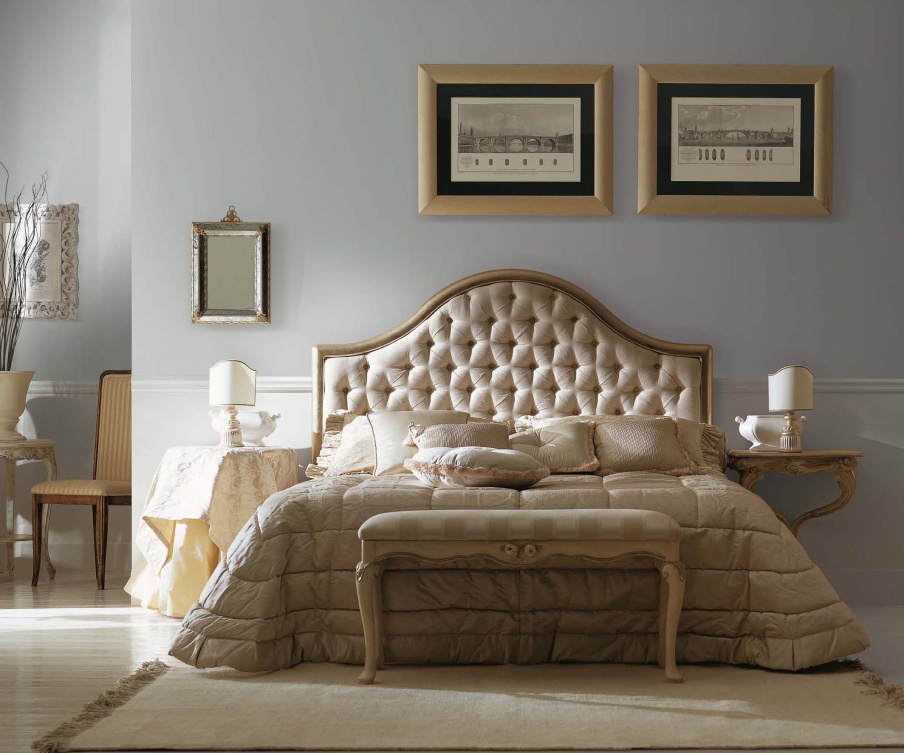 Double bed with upholstered headboard Ambiente Notte, Savio Firmino 