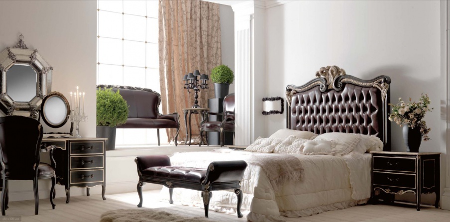 Set for bedroom upholstered leather Ambiente Notte, Savio Firmino 